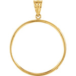 Load image into Gallery viewer, 14K Yellow Gold Holds 30mm x 2.7mm Coins or Canadian Maple Leaf 1 oz ounce Coin Holder Tab Back Frame Pendant