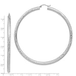 將圖片載入圖庫檢視器 14k white gold diamond cut classic round hoop earrings extra large diameter 80mm x 4mm
