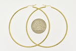 將圖片載入圖庫檢視器 14k yellow gold diamond cut round hoop textured earrings 65mm x 2mm