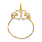Charger l'image dans la galerie, 14K Yellow Gold Twin Hearts Charm Holder Hanger Connector Pendant