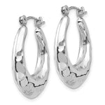 Afbeelding in Gallery-weergave laden, 14K White Gold Shrimp Hammered Hoop Earrings