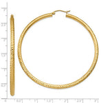 將圖片載入圖庫檢視器 14k yellow gold large diamond cut classic round hoop earrings 67mm x 3mm