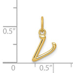 Ladda upp bild till gallerivisning, 14K Yellow Gold Lowercase Initial Letter V Script Cursive Alphabet Pendant Charm
