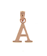 將圖片載入圖庫檢視器 14K Rose Gold Uppercase Initial Letter A Block Alphabet Pendant Charm