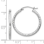 Załaduj obraz do przeglądarki galerii, Sterling Silver Diamond Cut Classic Round Hoop Earrings 25mm x 2mm