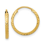 Load image into Gallery viewer, 14k Yellow Gold 13mm x 1.35mm Diamond Cut Round Endless Hoop Earrings