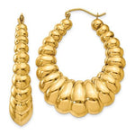 將圖片載入圖庫檢視器 14k yellow gold shrimp scalloped hoop earrings large