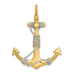 Ladda upp bild till gallerivisning, 14k Yellow 14k White Gold Two Tone Anchor Rope 3D Large Pendant Charm