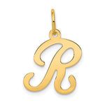 Ladda upp bild till gallerivisning, 14K Yellow Gold Initial Letter R Cursive Script Alphabet Pendant Charm
