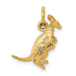 Load image into Gallery viewer, 14k Yellow Gold Kangaroo with Baby Joey 3D Pendant Charm