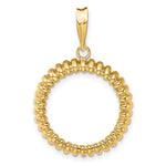 Lataa kuva Galleria-katseluun, 14K Yellow Gold for 18mm Coins or US Dime or 1/10 oz Panda or 1/10 oz Cat Coin Holder Prong Bezel Fluted Edge Pendant Charm