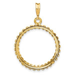 Load image into Gallery viewer, 14K Yellow Gold for 21.6mm Coins or US $5 Dollar Statue of Liberty Indian Bald Eagle Congressional Coin Holder Bezel Prong Fluted Edge Pendant