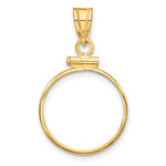 Load image into Gallery viewer, 14k yellow gold holds 15mm coins or u.s. 1 dollar type 2 screw top coin holder bezel pendant