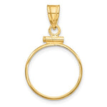 Load image into Gallery viewer, 14K Yellow Gold Holds 16mm Coins or 1/10 oz Maple Leaf 1/10 oz Philharmonic 1/10 oz Australian Nugget 1/10 oz Kangaroo Screw Top Coin Holder Bezel Pendant