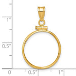 Ladda upp bild till gallerivisning, 14K Yellow Gold Holds 19mm Coins or Mexican 5 Pesos Screw Top Coin Holder Bezel Pendant