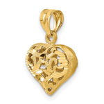 Загрузить изображение в средство просмотра галереи, 14k Yellow Gold Diamond Cut Puffy Filigree Heart 3D Pendant Charm