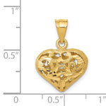 Загрузить изображение в средство просмотра галереи, 14k Yellow Gold Diamond Cut Puffy Filigree Heart 3D Pendant Charm