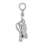 Carica l'immagine nel visualizzatore di Gallery, 14k White Gold Baseball Bat Glove 3D Pendant Charm