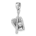 Carica l'immagine nel visualizzatore di Gallery, 14k White Gold Baseball Bat Glove 3D Pendant Charm