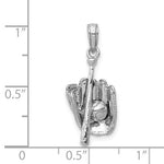 Carica l'immagine nel visualizzatore di Gallery, 14k White Gold Baseball Bat Glove 3D Pendant Charm