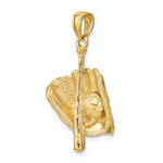 Lade das Bild in den Galerie-Viewer, 14k Yellow Gold Baseball Bat Glove 3D Pendant Charm