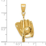 Lade das Bild in den Galerie-Viewer, 14k Yellow Gold Baseball Bat Glove 3D Pendant Charm