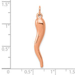 Charger l'image dans la galerie, 14k Rose Gold Good Luck Lucky Italian Horn 3D Pendant Charm