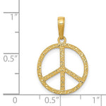 Cargar imagen en el visor de la galería, 14k Yellow Gold Peace Sign Symbol Textured Pendant Charm