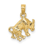 Afbeelding in Gallery-weergave laden, 14k Yellow Gold Taurus Zodiac Horoscope 3D Pendant Charm