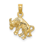 Afbeelding in Gallery-weergave laden, 14k Yellow Gold Taurus Zodiac Horoscope 3D Pendant Charm