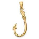Load image into Gallery viewer, 14k Yellow Gold Fish Hook 3D Pendant Charm