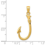 Load image into Gallery viewer, 14k Yellow Gold Fish Hook 3D Pendant Charm