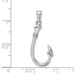 Load image into Gallery viewer, 14k White Gold Fish Hook 3D Pendant Charm