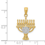 Carregar imagem no visualizador da galeria, 14k Yellow Gold and Rhodium Menorah Pendant Charm