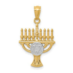 Carregar imagem no visualizador da galeria, 14k Yellow Gold and Rhodium Menorah Pendant Charm