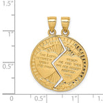 Lade das Bild in den Galerie-Viewer, 14k Yellow Gold Mizpah Coin 2 Piece Break Apart Pendant Charm