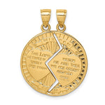 Lade das Bild in den Galerie-Viewer, 14k Yellow Gold Mizpah Coin 2 Piece Break Apart Pendant Charm