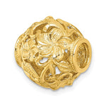 Cargar imagen en el visor de la galería, 14K Yellow Gold Flowers Barrel Bead Chain Slide 3D Pendant Charm