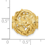 Cargar imagen en el visor de la galería, 14K Yellow Gold Flowers Barrel Bead Chain Slide 3D Pendant Charm