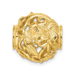 Cargar imagen en el visor de la galería, 14K Yellow Gold Flowers Barrel Bead Chain Slide 3D Pendant Charm