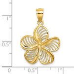 Afbeelding in Gallery-weergave laden, 14k Yellow Gold Plumeria Flower Pendant Charm