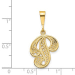 Załaduj obraz do przeglądarki galerii, 10K Yellow Gold Initial Letter P Cursive Script Alphabet Filigree Pendant Charm