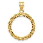 Load image into Gallery viewer, 14K Yellow Gold U.S. Dime 1/10 oz Panda 1/10 oz Cat Coin Holder Prong Bezel Rope Edge Pendant Charm for 18mm Coins