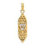 Afbeelding in Gallery-weergave laden, 14k Yellow Gold and Rhodium Two Tone Mezuzah with Shin Pendant Charm