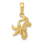 Load image into Gallery viewer, 14k Yellow Gold Seahorse Starfish Pendant Charm