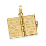 Load image into Gallery viewer, 14k Yellow Gold Lords Prayer Holy Bible Book Cross Pendant Charm