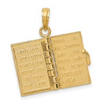 Load image into Gallery viewer, 14k Yellow Gold Lords Prayer Holy Bible Book Cross Pendant Charm