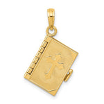 Load image into Gallery viewer, 14k Yellow Gold Lords Prayer Holy Bible Book Cross Pendant Charm