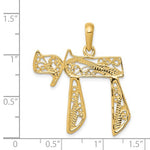 Carica l'immagine nel visualizzatore di Gallery, 14k Yellow Gold Chai Filigree Pendant Charm