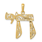 Carica l'immagine nel visualizzatore di Gallery, 14k Yellow Gold Chai Filigree Pendant Charm
